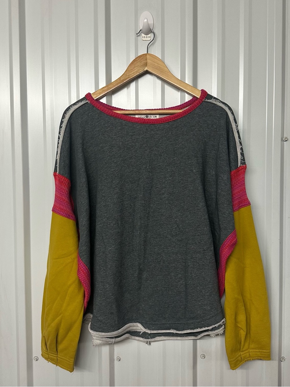 Natural Life Knit Trim Sweatshirt Long Sleeve Boho Cozy Cottagecore